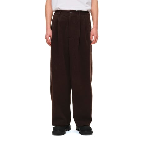 SOL soonerorlater / WOOL-BLEND EASY 2-TUCK PANTS / BROWN