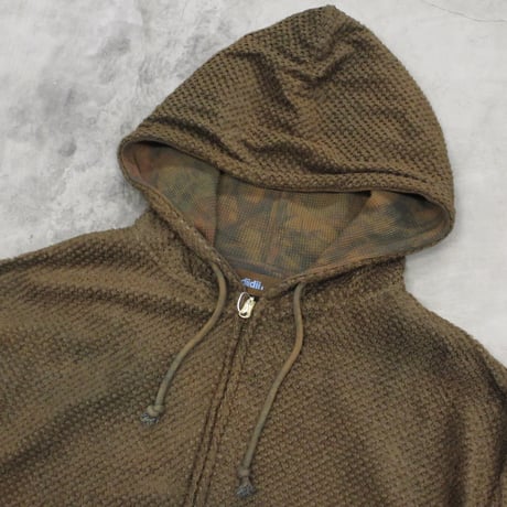 diidii / REVERSIBLE DOUBLE RASCHEL HOODIE / BROWN (NATURAL DYE)