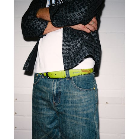 ADWYSD (ALWAYS DO WHAT YOU SHOULD DO) / LAZERPRINT COWHIDE BELT / GREEN / PURPLE