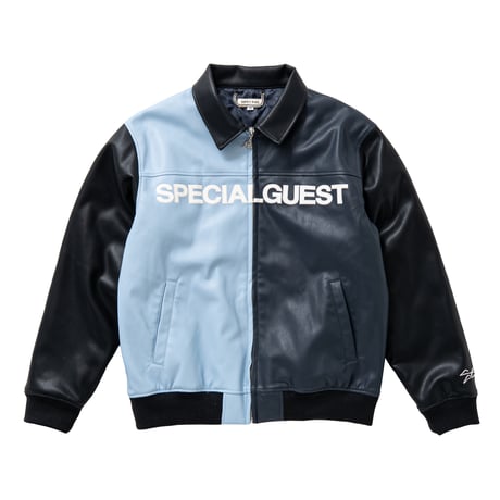 SPECIAL GUEST K.K. / FAUX LEATHER ZIP JACKET / BLUE