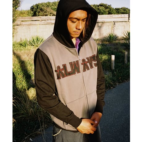 ADWYSD (ALWAYS DO WHAT YOU SHOULD DO) / HUMAN APPLIQUE ZIP HOODIE / PURPLE