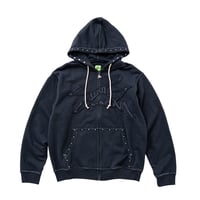 SPECIAL GUEST K.K. / FACE LOGO STUDDED ZIP HOODIE / NAVY