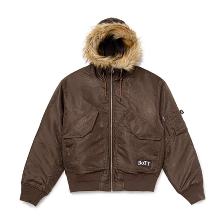 BoTT / HOODED JACQUARD BOMBER JACKET / BROWN