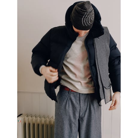 SOL soonerorlater / KNITTED BORDER SCARF / BLACK & IVORY