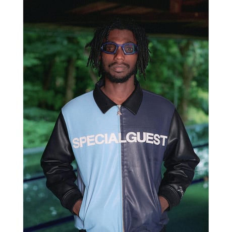 SPECIAL GUEST K.K. / FAUX LEATHER ZIP JACKET / BLUE