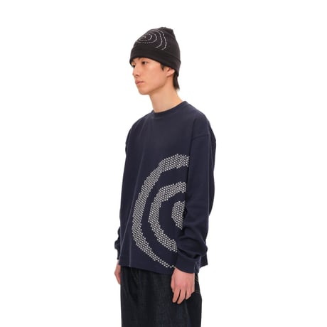 SOL soonerorlater / CROSS GURUGURU WAFFLE L/S TEE / NAVY
