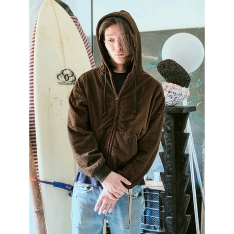 diidii / REVERSIBLE DOUBLE RASCHEL HOODIE / BROWN (NATURAL DYE)
