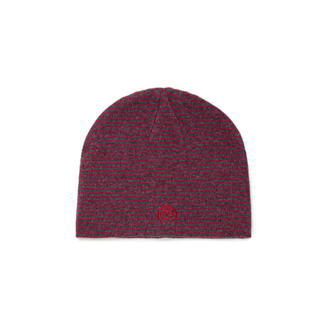 SOL soonerorlater / KNITTED BORDER BEANIE / BURGUNDY & CHARCOAL