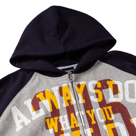 ADWYSD (ALWAYS DO WHAT YOU SHOULD DO) / JERSEY RAGLAN ZIP YP HOODIE / HEATHER GREY