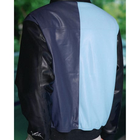SPECIAL GUEST K.K. / FAUX LEATHER ZIP JACKET / BLUE