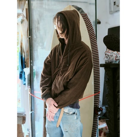 diidii / REVERSIBLE DOUBLE RASCHEL HOODIE / BROWN (NATURAL DYE)