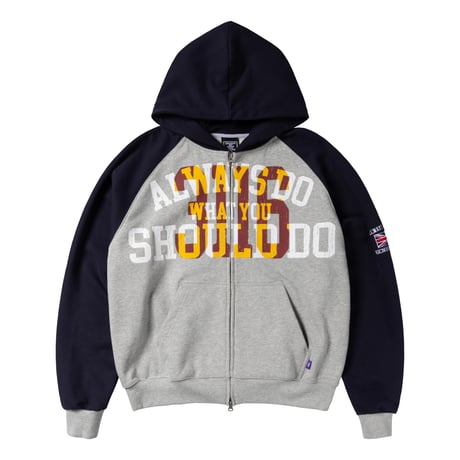 ADWYSD (ALWAYS DO WHAT YOU SHOULD DO) / JERSEY RAGLAN ZIP YP HOODIE / HEATHER GREY