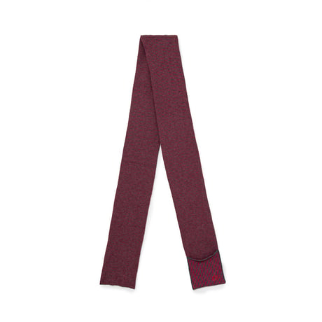 SOL soonerorlater / KNITTED BORDER SCARF / BURGUNDY & CHARCOAL