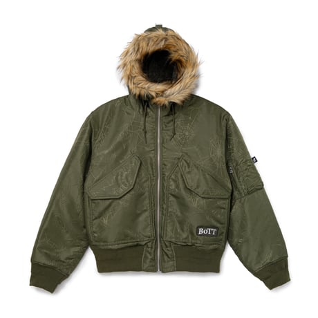 BoTT / HOODED JACQUARD BOMBER JACKET / OLIVE