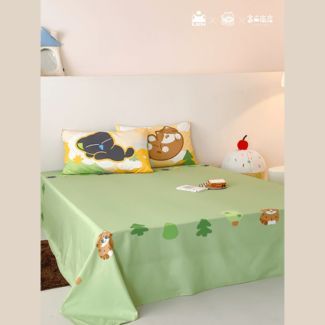 羅小黒戦記　富山商店＆妙吉猫コラボ　可愛いグリーン　ベッド用寝具4点セット（予約販売）