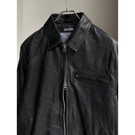 Double zipper Black Leather Jacket