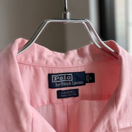 1990's "Polo by Ralph Lauren" Panama weave open collar short sleeve shirt