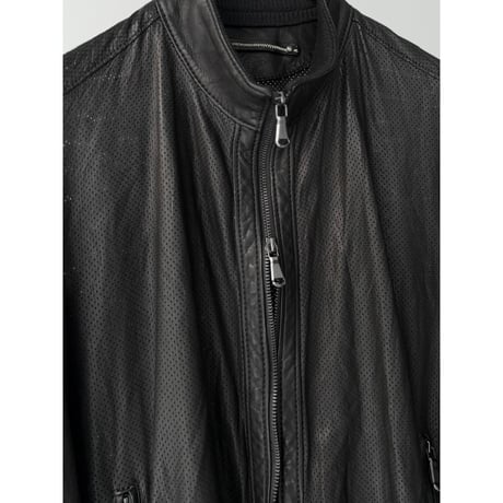 2000's Perforated Leather double zipper jacket