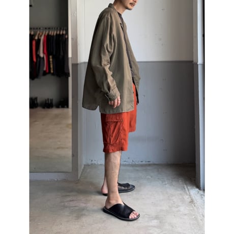 Linen / Lyocell fabric open collar shirt