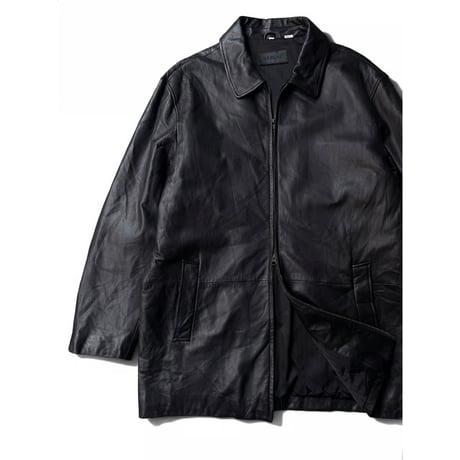 1990's-2000's Black Leather Double Zipper Coat