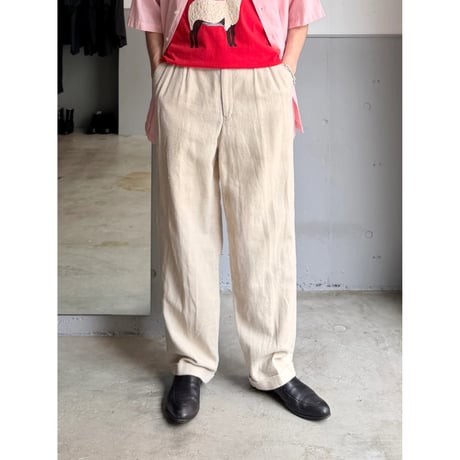 1990's Linen × Cotton fabric 3tuck slacks pants