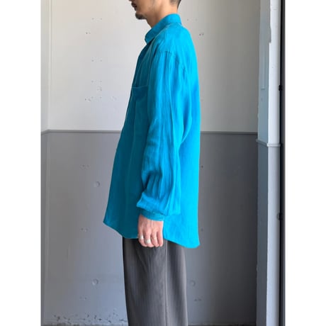 1980's-1990's "RICK PALLACK" Linen fabric pleated design shirt