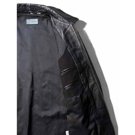 1990's-2000's Black Leather Double Zipper Coat