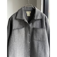 1990's Stitching Design Wool Blend Fabric Long Sleeve Shirt
