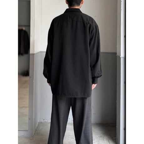 2000's Micro polyester suede fabric open collar long sleeve shirt