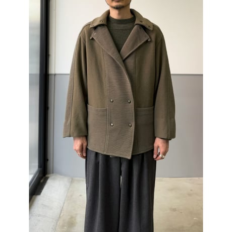 〜1990's Wool × Ribbed Jersey Switching Fabric Design Loop Collar Jacket