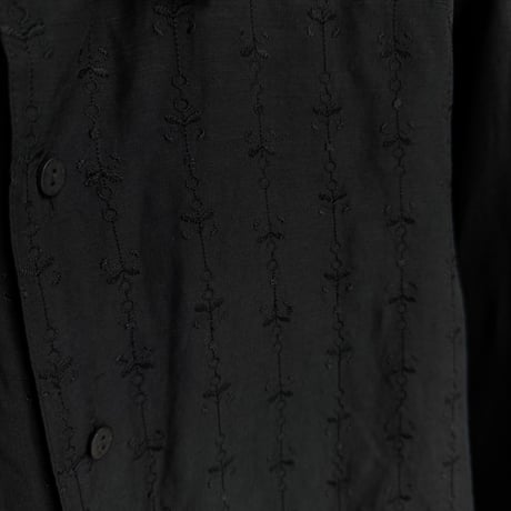 2000's "claiborne" Linen / Silk fabric embroidery design long sleeve shirt