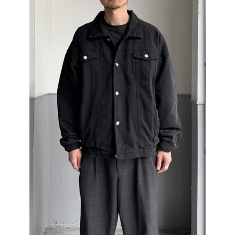 1990's Black denim 4pocket trucker jacket