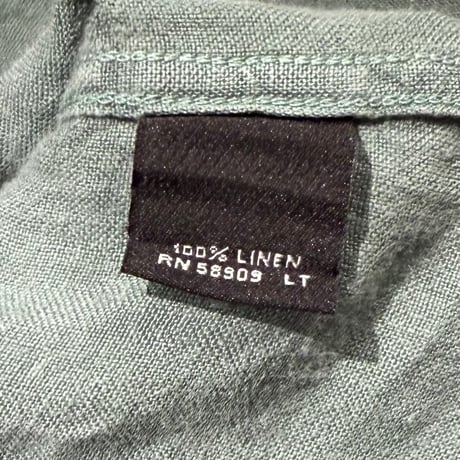 2000's Fine european linen fabric band collar pull over shirt