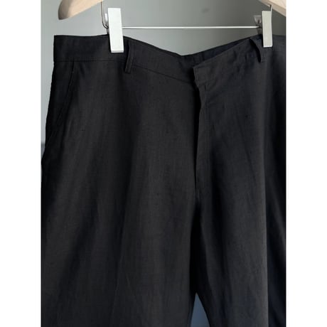 2000's Black linen fabric wide silhouette slacks pants