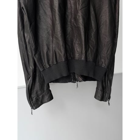 2000's Perforated Leather double zipper jacket