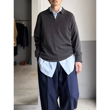 1990's-2000's Cotton blend zip-up knit pullover shirt