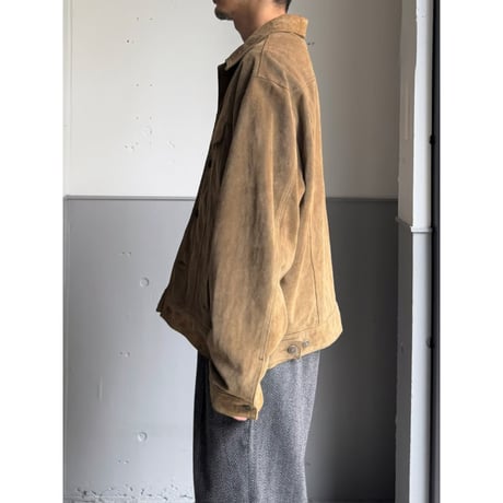 2000's "GAP BLUE JEANS" Cow split leather 4pocket trucker jacket
