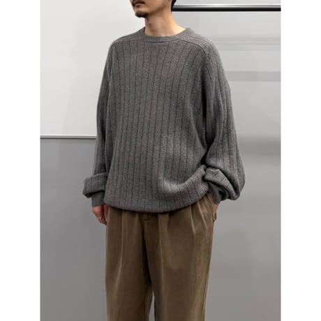 1990's-2000's Crew-necked Raglan Sleeve Cashmere Knit Sweater
