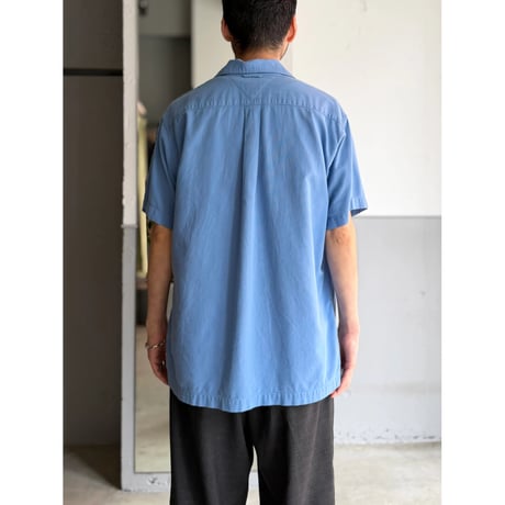 2000's "TOMMY HILFIGER" Panama weave open collar short sleeve shirt