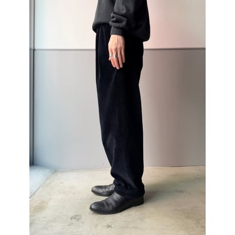 1990's "nautica" Blue-black corduroy 2tuck slacks pants
