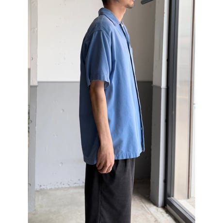 2000's "TOMMY HILFIGER" Panama weave open collar short sleeve shirt