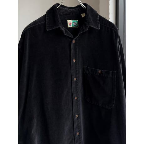 1980's-1990's Black cotton velvet long sleeve shirt