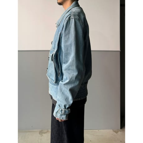 1980's-Early 1990's CANADA MADE Denim hook jacket with gusset pocket