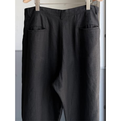 2000's Black linen fabric wide silhouette slacks pants