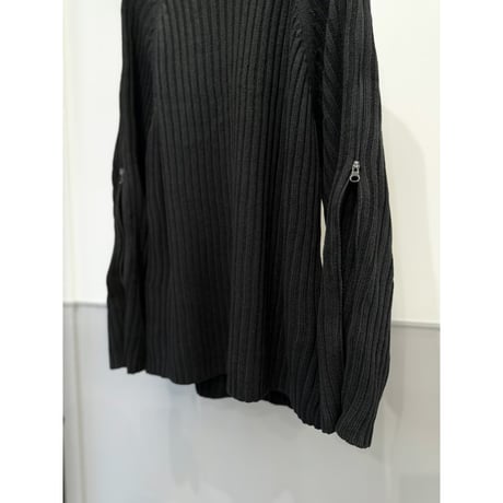 2000's Double-zipper sleeve rib knit sweater