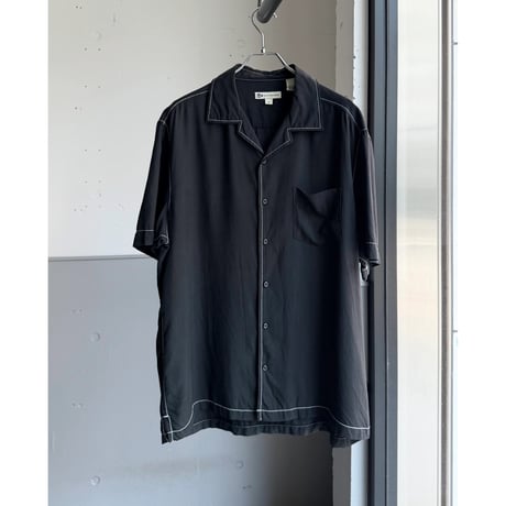 2000's〜 Silk fabric open collar short sleeve shirt