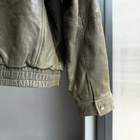 1980's-Early 1990's "Clipper Mist" Sun faded green leather dolman sleeve jacket