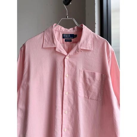 1990's "Polo by Ralph Lauren" Panama weave open collar short sleeve shirt
