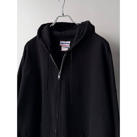 2000's "Hanes Ultimate Cotton" Black Color Full-Zip Hoodie