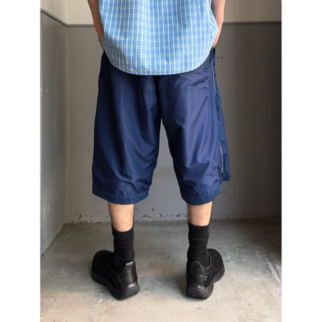 2000's "NIKE" Double-zipper design wide silhouette cropped pants